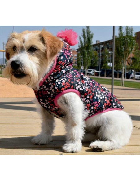 Chaqueta con capucha para perro modelo Bouquet
