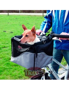 Cesta para llevar perro en bicicleta en nylon gris