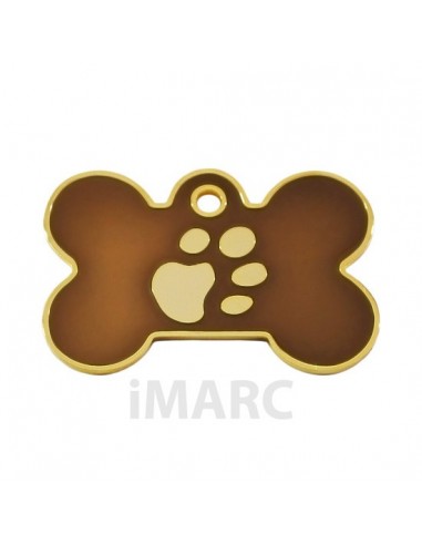 Placa identificativa para perro, hueso con huella grabada pequeña