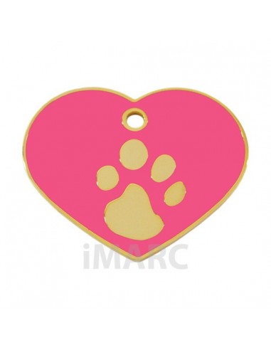 Placa identificativa para perro, corazón con huella grabada pequeña