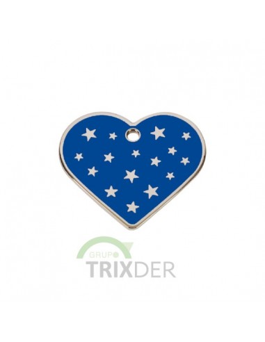 Placa identificativa para perro, corazon con estrellas grabadas 