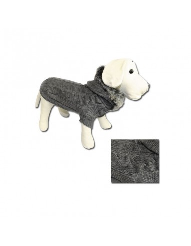 Jersey para perro punto con capucha y cuello gris